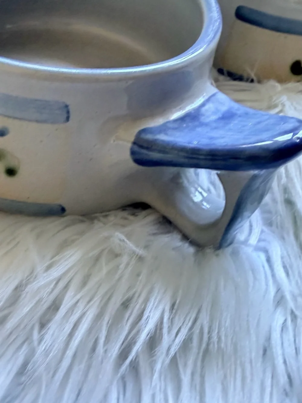 2 Vintage Mini Mount Ware Hot Cold Dip Bowl Set Stoneware Microwave Safe Blue